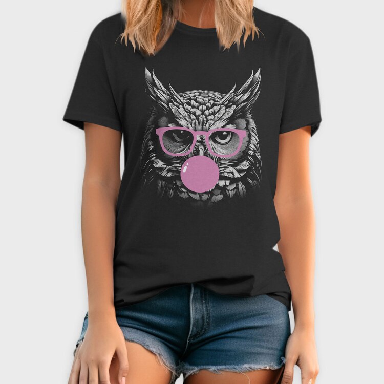 Owl Monochrome Bubblegum, Tricou Barbati (Unisex)