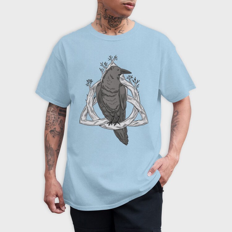 Raven On Nordic Symbol, Tricou Barbati (Unisex)