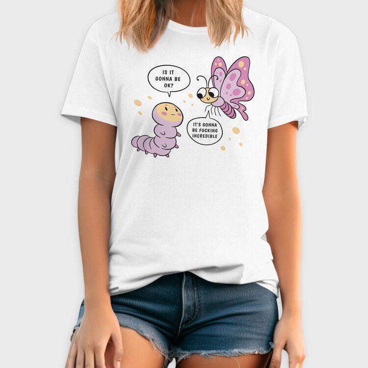 Motivational Caterpillar And Butterfly, Tricou Barbati (Unisex)
