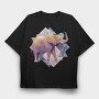 Elephant On Geometric Shapes Animals, Tricou Oversize Barbati (Unisex)