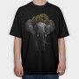 Elephant With Sunflowers Cute, Tricou Oversize Barbati (Unisex)