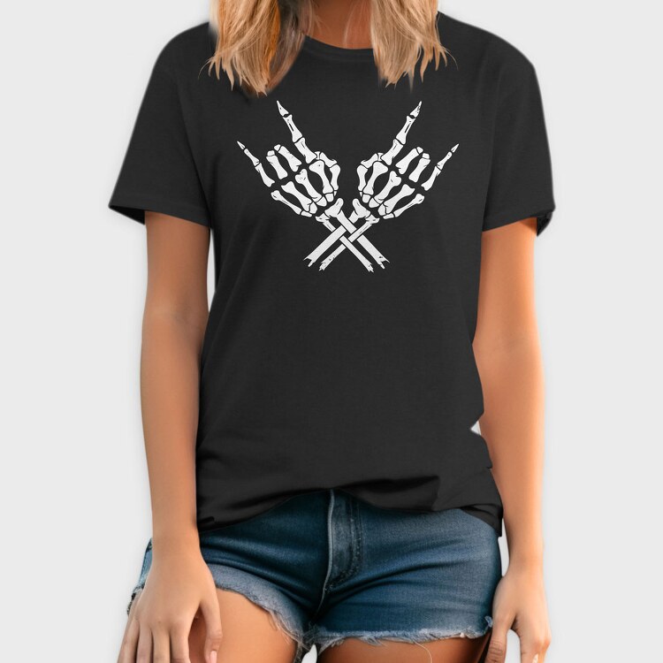Skeleton Rock Horns, Tricou Barbati (Unisex)