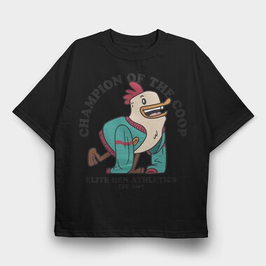 Elite Hen Athlete Vintage Chicken, Tricou Oversize Barbati (Unisex)