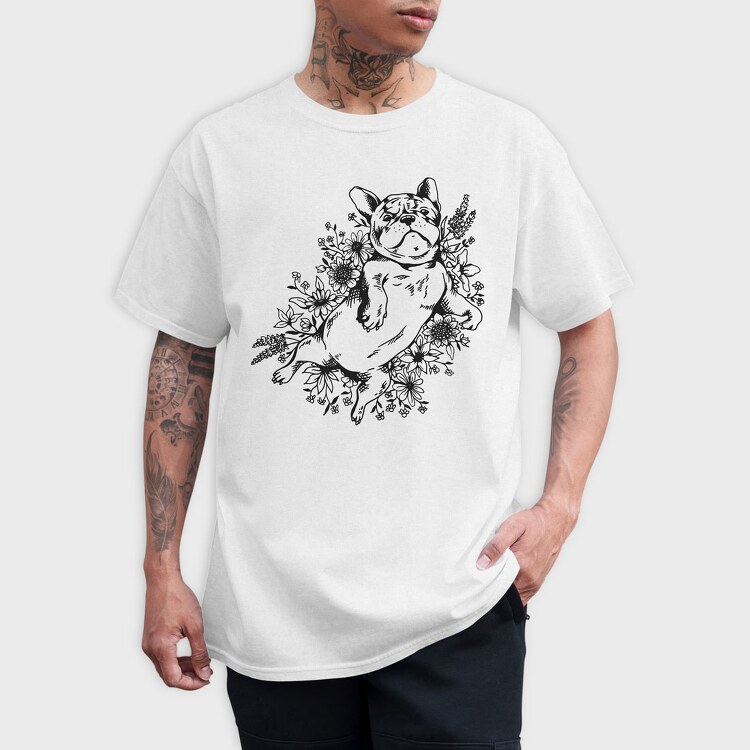 Pug Flowers, Tricou Barbati (Unisex)