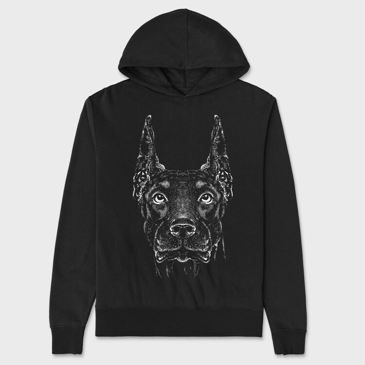 Hanorac Barbati (Unisex), Monochrome Doberman