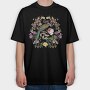 Bird In Floral Wreath Tote Flowers Live, Tricou Oversize Barbati (Unisex)