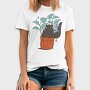 Black Cat In A Pot Of Houseplants, Tricou Barbati (Unisex)