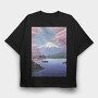 Mount Fuji Japanese Landscape Poster, Tricou Oversize Barbati (Unisex)