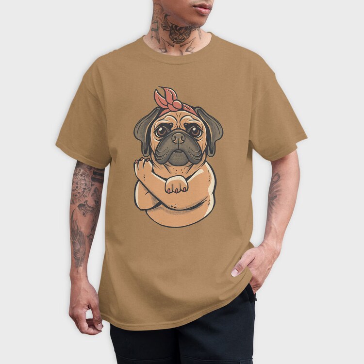 Pug Strong Woman, Tricou Barbati (Unisex)