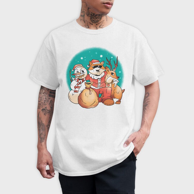 Christmas Fox Santa Xmas, Tricou Barbati (Unisex)