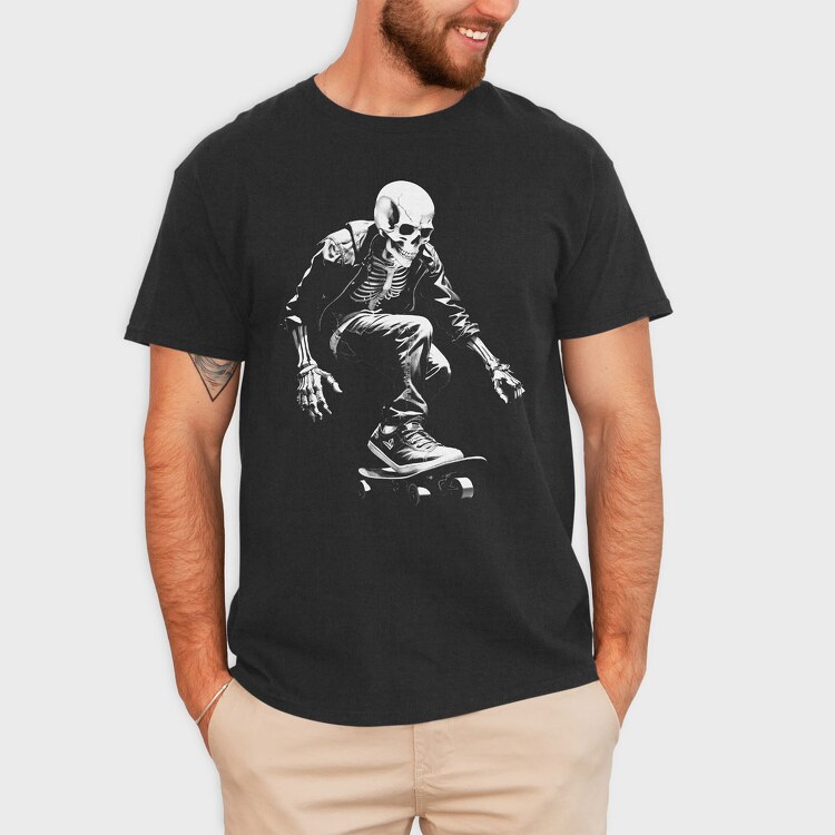 Skeleton Skater Monochrome, Tricou Barbati (Unisex)