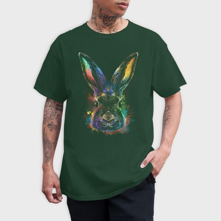 Realistic Colorful Rabbit Watercolor, Tricou Barbati (Unisex)
