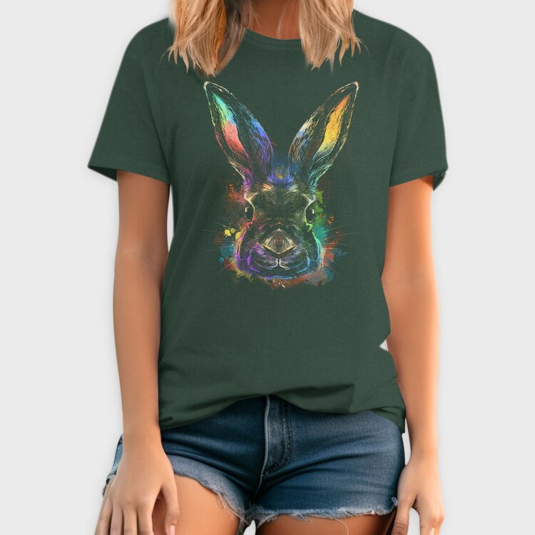 Realistic Colorful Rabbit Watercolor, Tricou Barbati (Unisex)