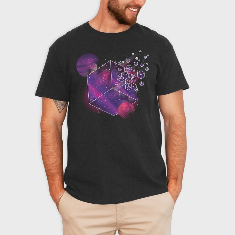 Galaxy Cube Space, Tricou Barbati (Unisex)
