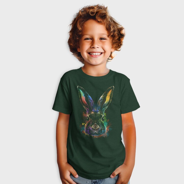 Realistic Colorful Rabbit Watercolor, Tricou Copii