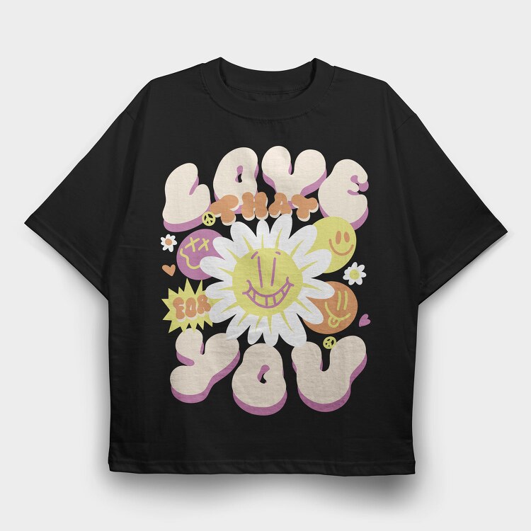 Hippie Love Quote, Tricou Oversize Barbati (Unisex)