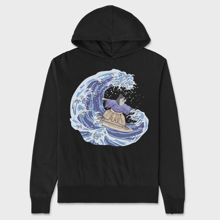 Hanorac Barbati (Unisex), Cat Surfing Japanese Wave