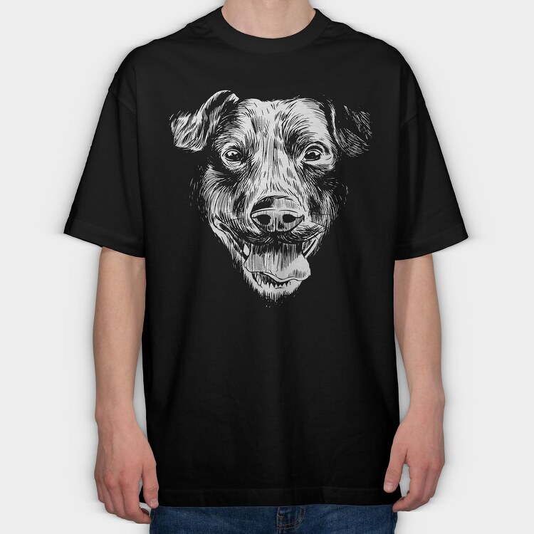 Realistic Dog, Tricou Oversize Barbati (Unisex)
