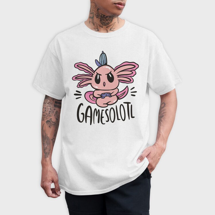Gamer Axolotl Gamesolotl, Tricou Barbati (Unisex)