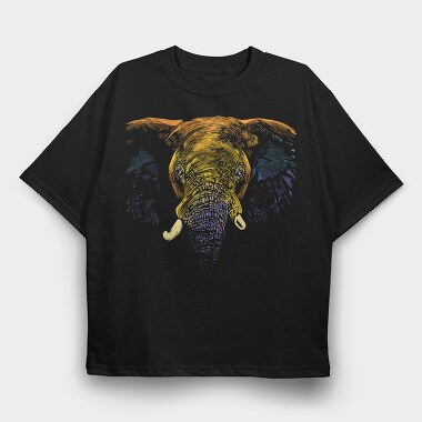 Realistic Elephant Animal Colorful, Tricou Oversize Barbati (Unisex)