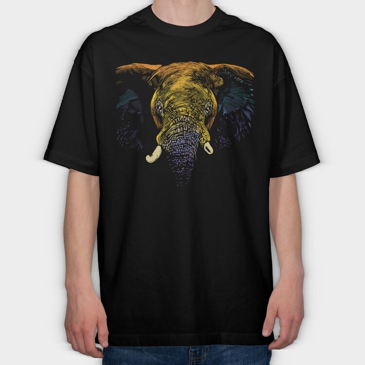 Realistic Elephant Animal Colorful, Tricou Oversize Barbati (Unisex)