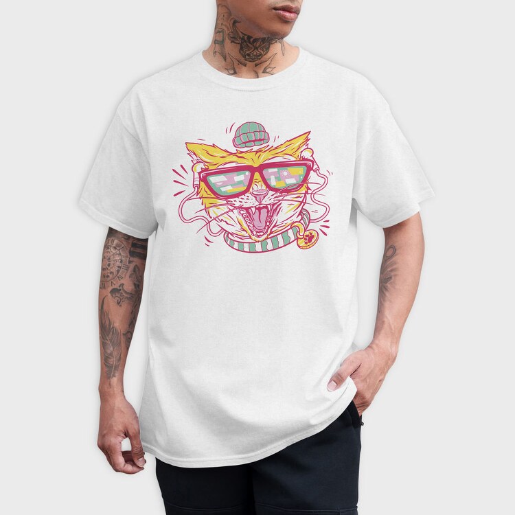 Hipster Gamer Cat, Tricou Barbati (Unisex)