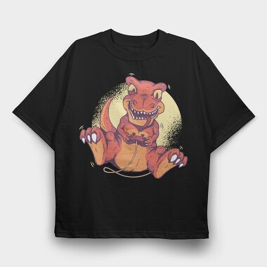 Gamer Dinosaur Dino Joystick, Tricou Oversize Barbati (Unisex)