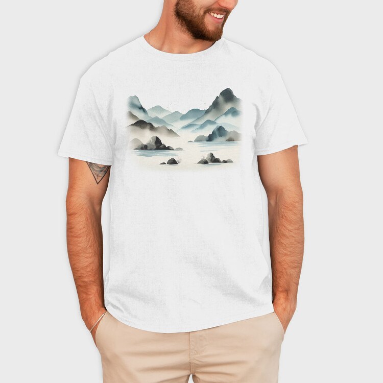 Mountain Lake Watercolor Skyland, Tricou Barbati (Unisex)
