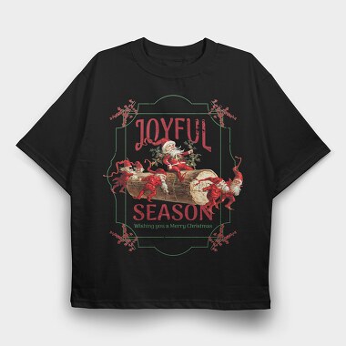 Christmas Season Santa And Elves Joyful, Tricou Oversize Barbati (Unisex)