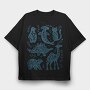 Blue Animals Cut Out Scandinavian Art, Tricou Oversize Barbati (Unisex)