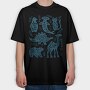 Blue Animals Cut Out Scandinavian Art, Tricou Oversize Barbati (Unisex)