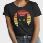 Retro Sunset Cat, Tricou Femei