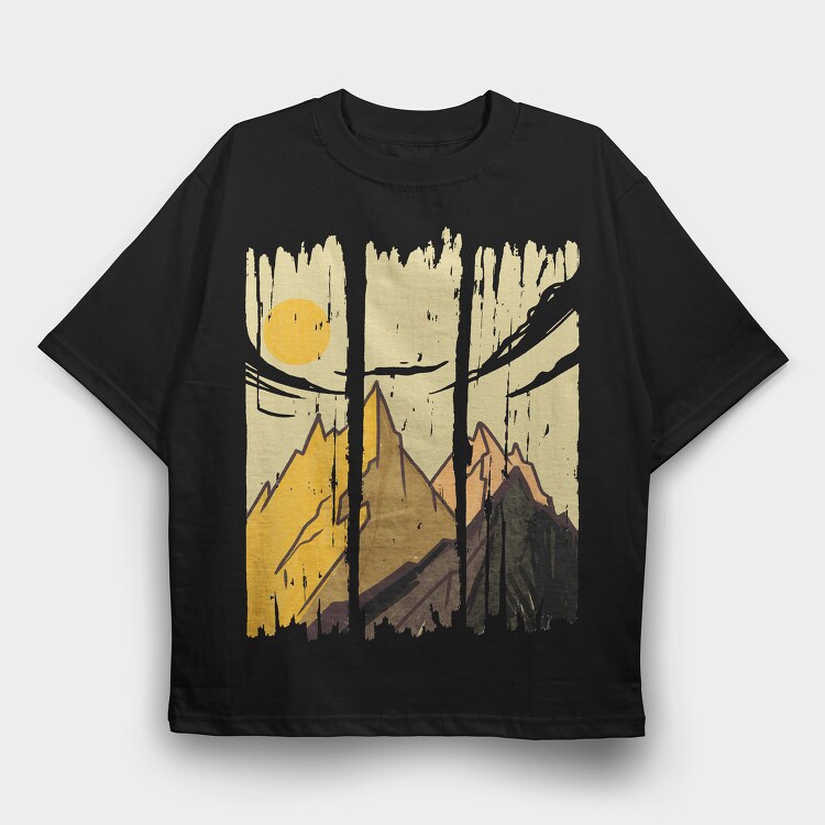 Mountain Landscape Strokes, Tricou Oversize Barbati (Unisex)