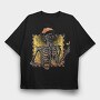 Christmas Skeleton Fall Autumn Leaves Skuelleton, Tricou Oversize Barbati (Unisex)