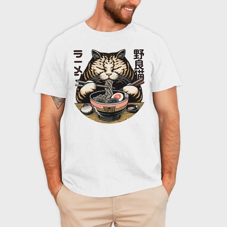 Japanese Cat Ramen 2, Tricou Barbati (Unisex)