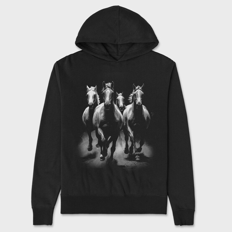 Hanorac Barbati (Unisex), Horses Monochrome