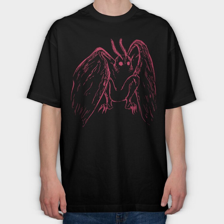 Red Mothman Creepy, Tricou Oversize Barbati (Unisex)