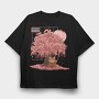 Red Panda And Sakura Tree, Tricou Oversize Barbati (Unisex)