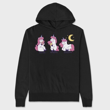 Eating Reading Sleeping Unicorn, Hanorac Oversize Barbati (Unisex)