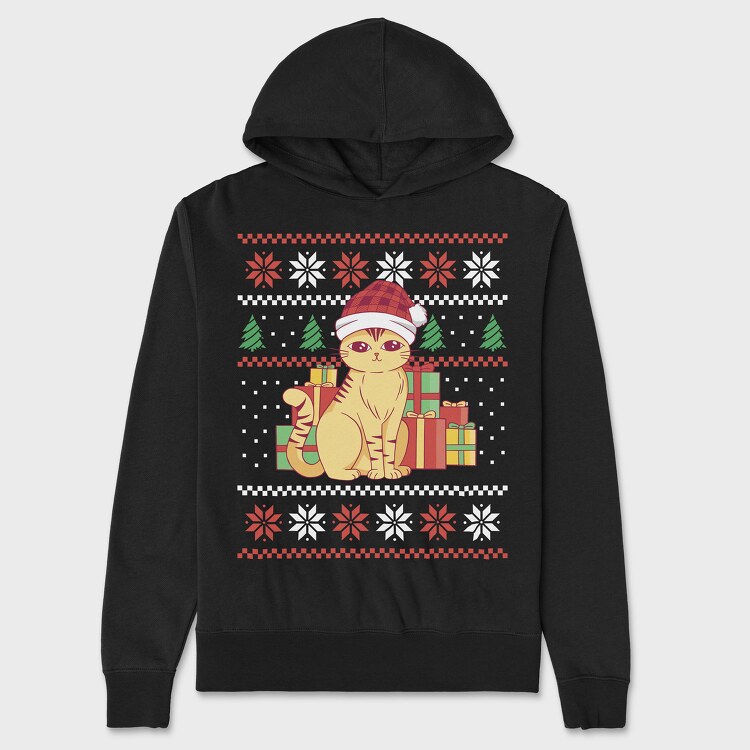 Hanorac Barbati (Unisex), Cat With Gifts Ugly Sweater