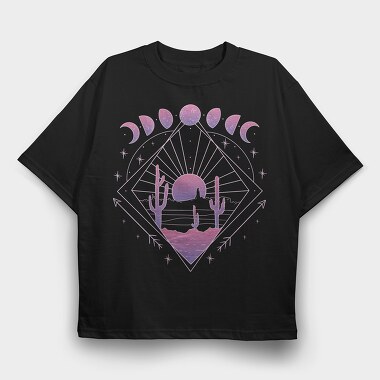 Boho Moon Phases, Tricou Oversize Barbati (Unisex)