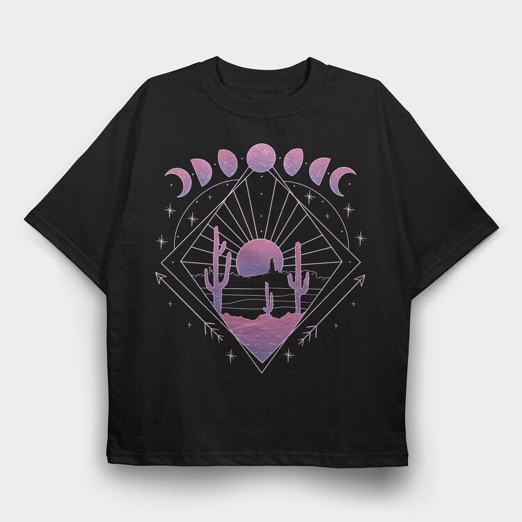 Boho Moon Phases, Tricou Oversize Barbati (Unisex)
