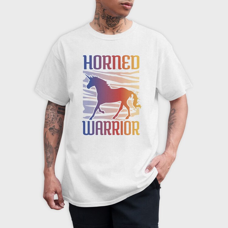 Horned Warrior Unicorn Animal Sunset, Tricou Barbati (Unisex)