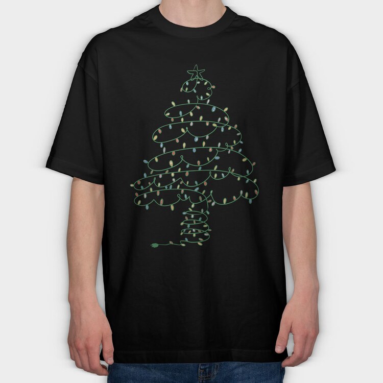 Christmas Tree Made Of Lights, Tricou Oversize Barbati (Unisex)