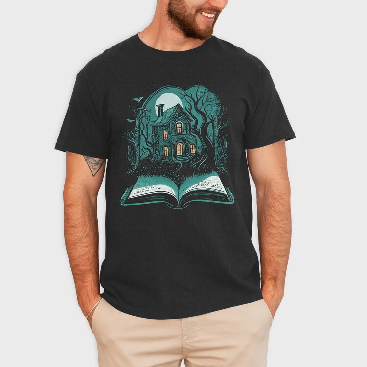 Book And Haunted House, Tricou Barbati (Unisex)