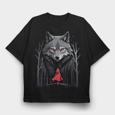 Red Riding Hood Walking Towards Wolf, Tricou Oversize Barbati (Unisex)