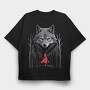 Red Riding Hood Walking Towards Wolf, Tricou Oversize Barbati (Unisex)