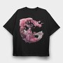 Geisha With Sakura Tea, Tricou Oversize Barbati (Unisex)