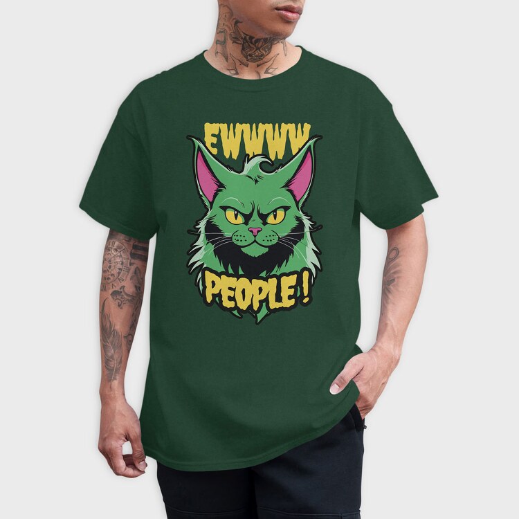 Ew People Green Cat, Tricou Barbati (Unisex)