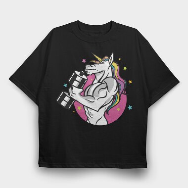 Muscular Unicorn Fit, Tricou Oversize Barbati (Unisex)